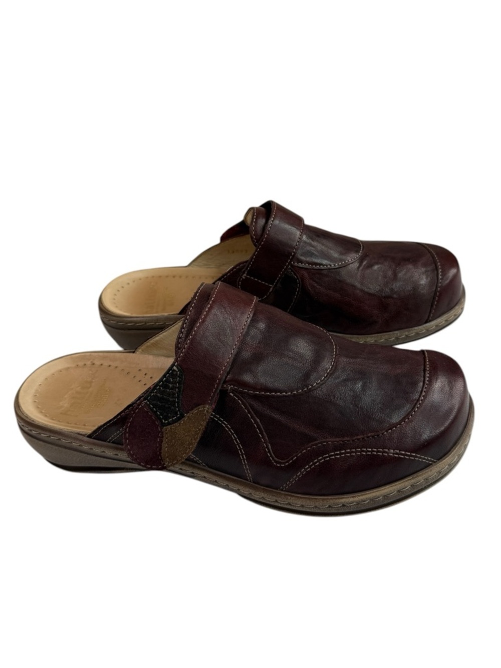 Fidelio Hallux Ginni Clogs Oxblood Leather Comfort Slip On EU 40